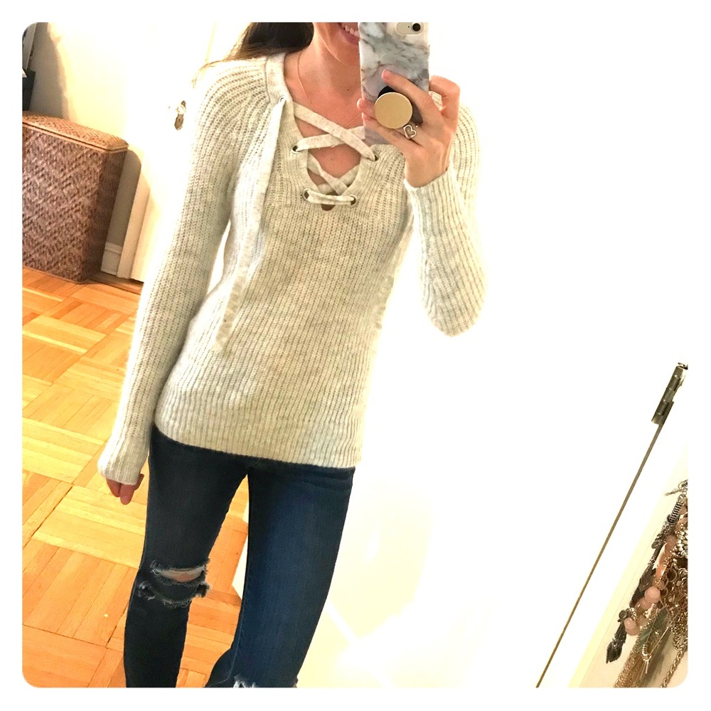 Lace up sweater